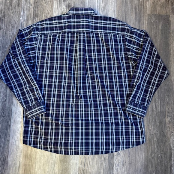Ariat Mens Wrinkle Free Button Down Shirt Long Sleeve XL Blue White Purple Plaid - Picture 8 of 9
